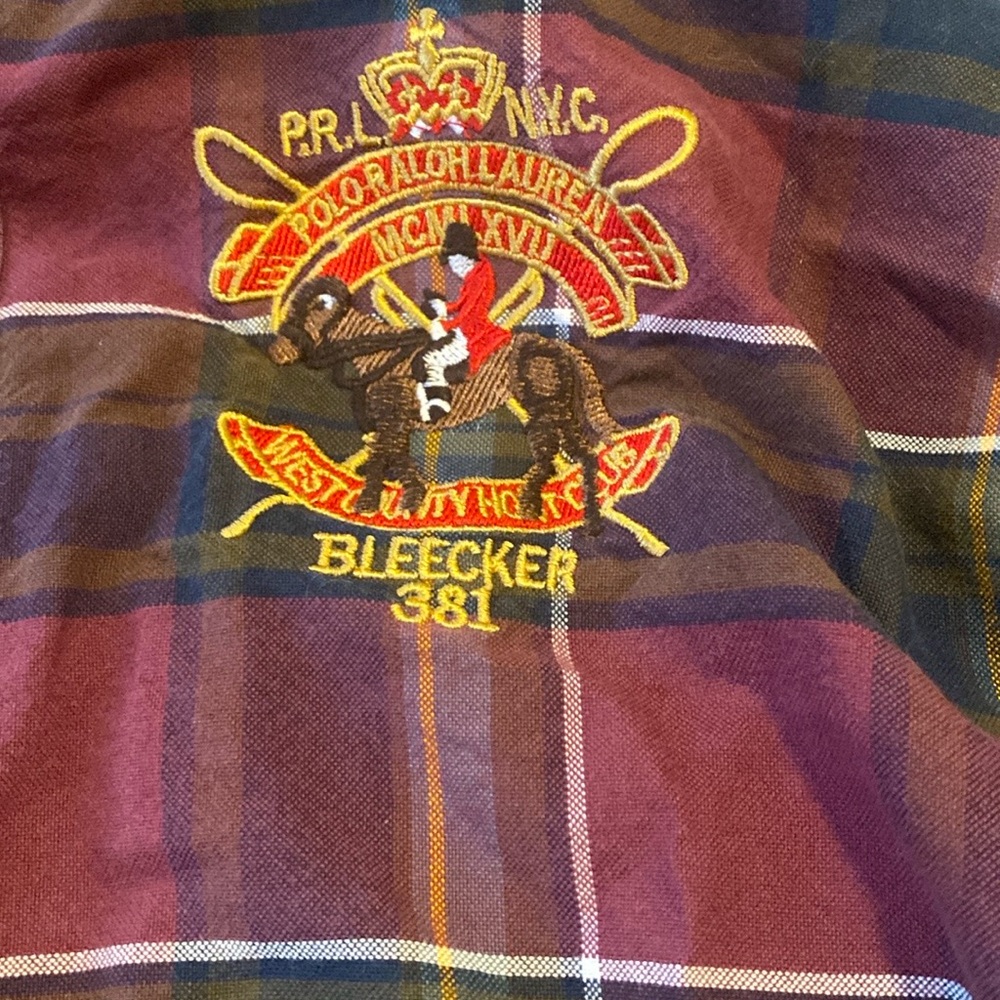 Men's Plaid Shirt - Burgundy and Navy - Picture 2 of 3